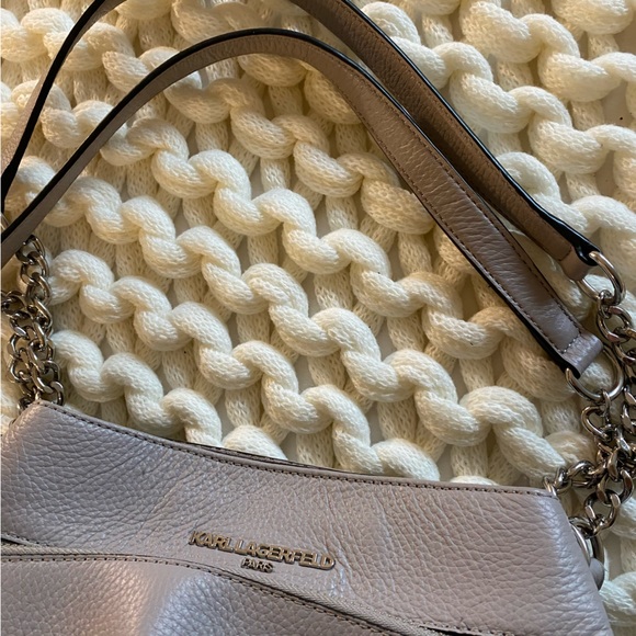 Karl Lagerfeld Paris Bouquet Triple Entry Leather Tote Bag in Storm Cloud - Picture 4 of 9